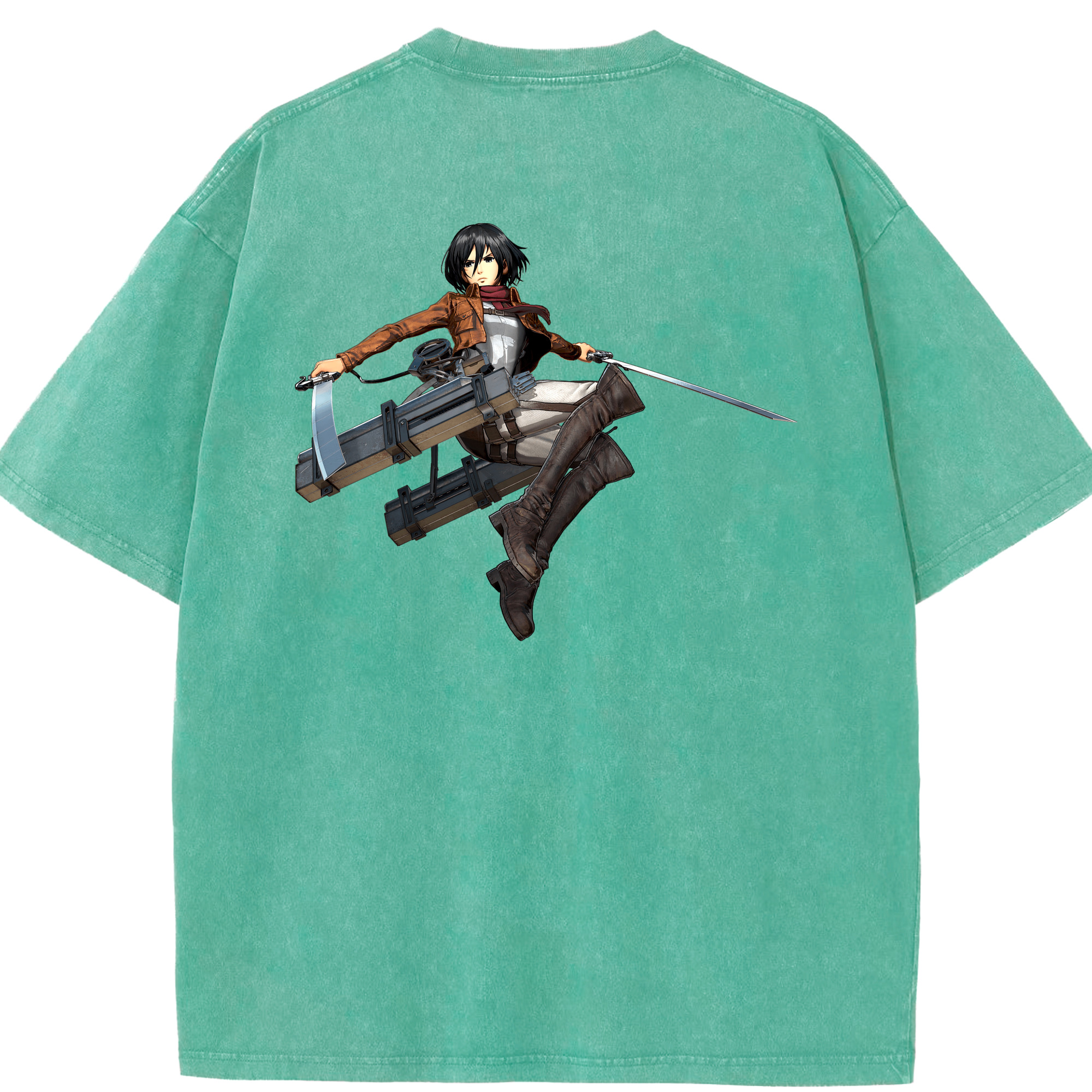 （画像用） 進撃の巨人 ミカサ·アッカーマン Attack on Titan Mikasa Ackerman 綿100% ヴィンテージ風 半袖Tシャツ（背面プリント）